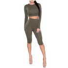 Long Mid 2021 New Style Designer Clothing Long Sleeve Crop Top And Mid Pants Women Work Apparel