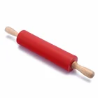 Rolling Pin Baking Tools Non Stick Silicone Dumpling Rolling Pin With Wooden Handle