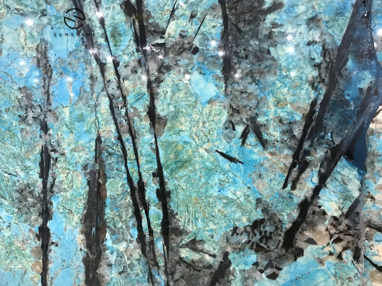 Luxury Natural Rare Blue Danube Marble Stone Slab for TV Background