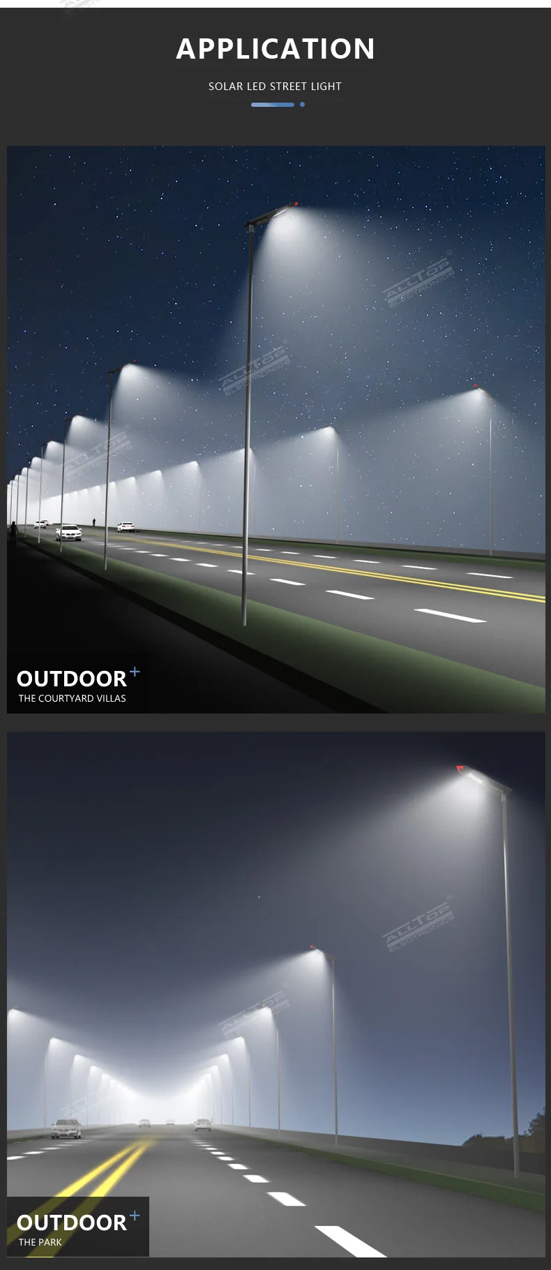 ALLTOP High lumen bridgelux smd outdoor waterproof ip65 150w integrated all in one solar led street light