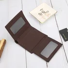 High quality Tri-fold short cowhide wallet custom design pure wallet set holder