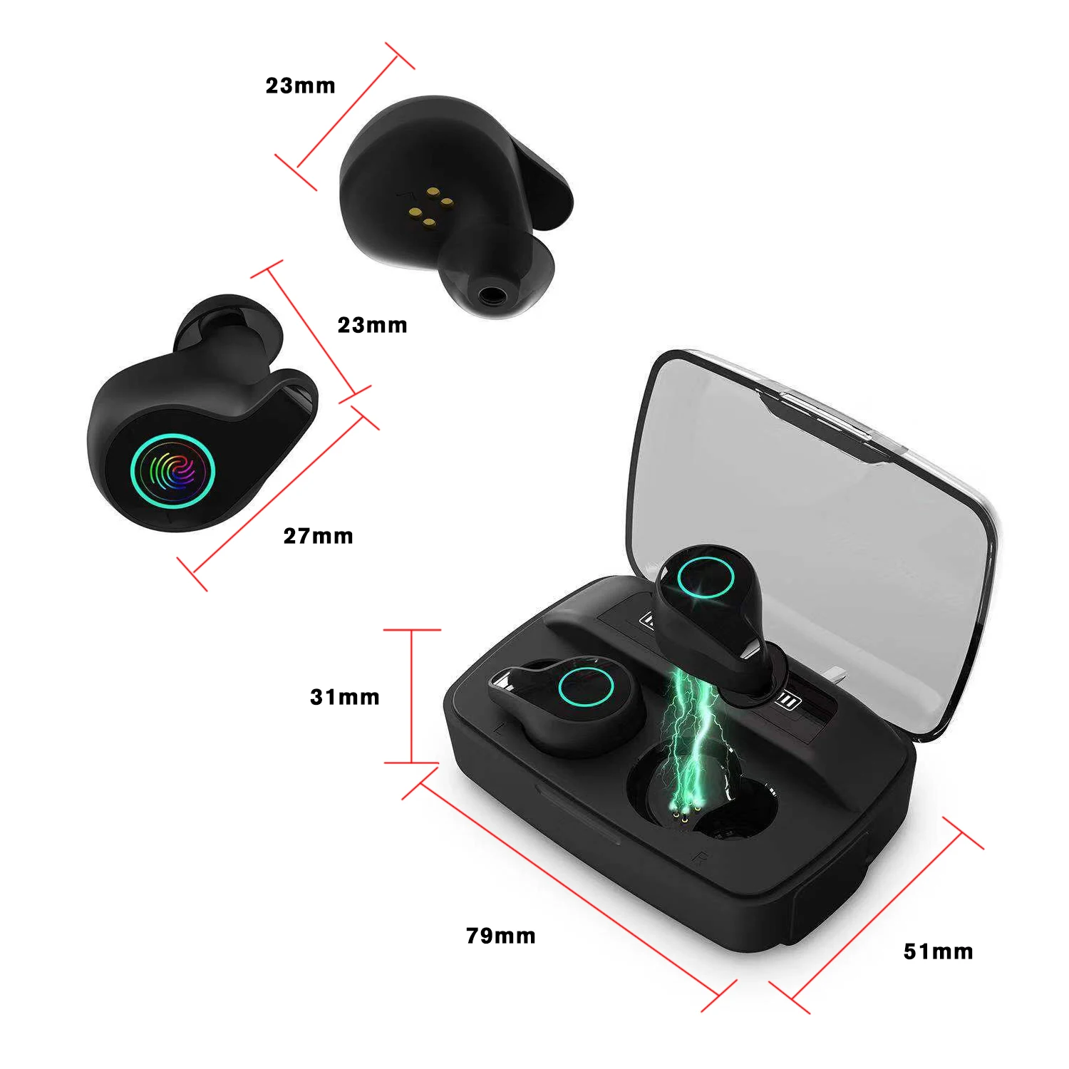 RT15 wireless Bluetooth 5.0 Earbuds with 2200mAh Charging Case LED Battery Display Waterproof True Wireless Earbuds - ANKUX.COM