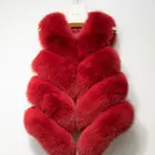 wholesale price winter red fur vest women warm real fox fur vest
