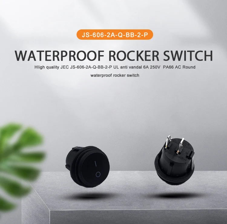 Waterproof Round ON-OFF Rocker Black Button Switch With Led Lamp 3 Pins 20mm Boat Rocker Switch