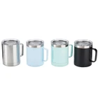Tumbler 14oz Double Wall 18/8 Stainless Steel Coffee Mug Tumbler Travel Cup Custom With Handles And Lids