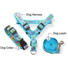 New Cheap Heavy Duty Adjustable Personalized Patterned Denim Fabric Pet Collar Leash Harness For Dogs And Cats