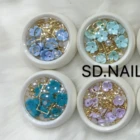 Mixed colorful flowers rivets pearl case nail art charms 3d nail accessories
