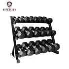 Commercial 25 Lb 5kg 6kg Pounds Hexagonal Weight Lbs Dumb Bells Rubber Dumbell Hex Dumbbell Set With Racks