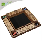 YumuQ Stained Wooden Board Games for Classroom, Home OR Pub, 4 Player Shut The Box Dice Game Set for Kids and Adults