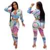 2019 hot selling night club wear floral pattern two piece set sexy women clothing