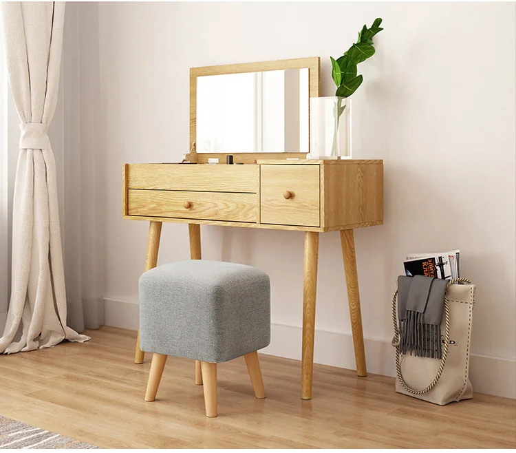 Modern Nordic Simple Bedroom Furniture Storage Cabinet Solid Wood Foot Makeup Table Dresser