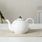 Turkish Ceramic Teapot Handmade Afternoon Tea Time Turkish Simple White Ceramic Tea Set With Teapot For 4 Person
