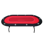 Custom 84 Inch Oval Casino Poker Table with Stainless Cup Holders and Folding Table Legs