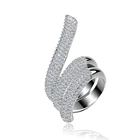 White CZ Zirconia Micro Paved Ring Rhodium Plated Unique Big Statement Ring