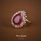 Rings Water Ring 2020 Hot Sale 925 Sterling Silver Rings Retro Red Gem Water Drop Ring