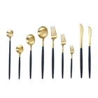 High quality stainless steel flatware,matte gold and black cutlery set