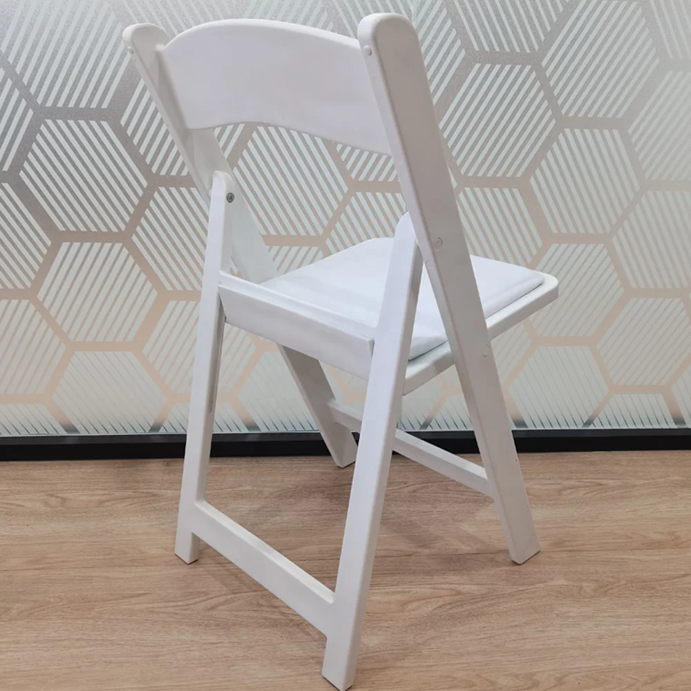 Americana Silla Plegable De Resina Blanca Asiento Acolchado De Vinilo