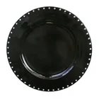 Decorative Round Jeweled Rim Plastic Charger Plate for Christmas