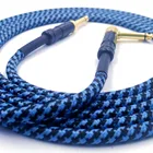 Guitar Instrument Cable 20 Foot, 20ft , Straight to Straight 1/4-Inch Blue and Black Tweed Cloth Jacket