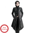 Y-422 Sexy Fashion Italian Women Long Full Length PU Leather Coat