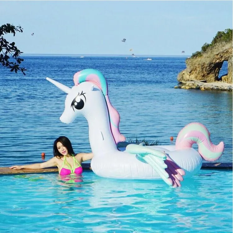 newest custom giant pvc rainbow unicorn horse pool float raft