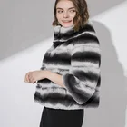 New Rex Rabbit Fur Chinchilla Jacket Coat for Women Dyed Fur Garment