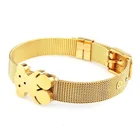 New arrival stainless steel gold bear bangle bracelet with strap 6 holes