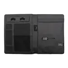 Black Portfolio Notebook with Power Bank Charging Base Phone Holder PU Leather A5 Diary for Gift Office Business
