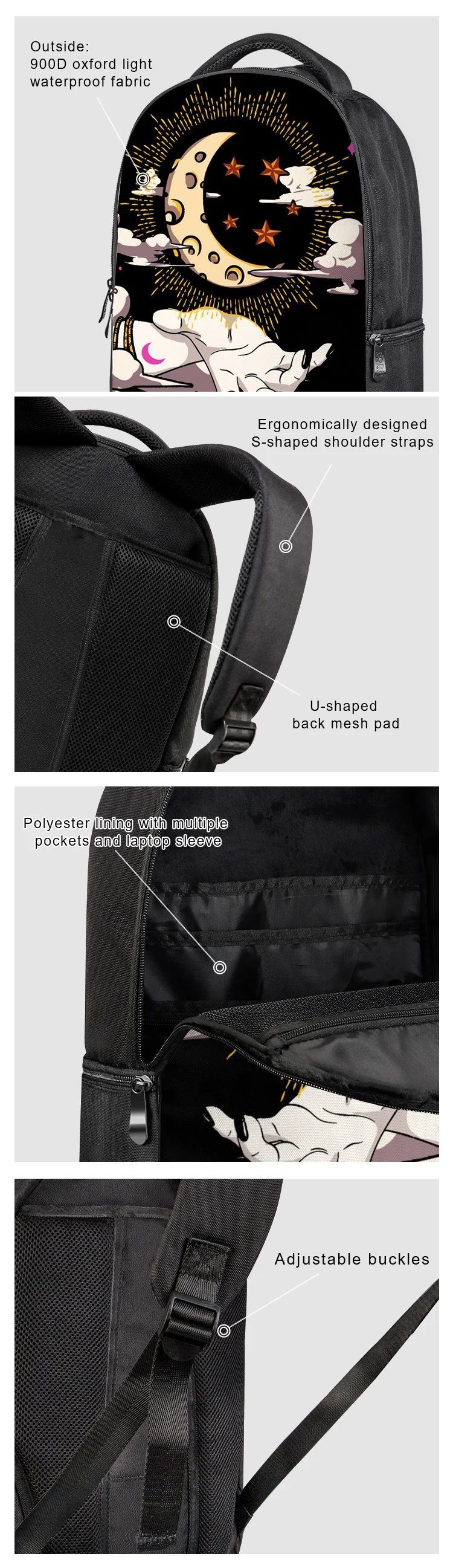 Customized logo Abstract Young man durable outdoor15.6 laptop backpack