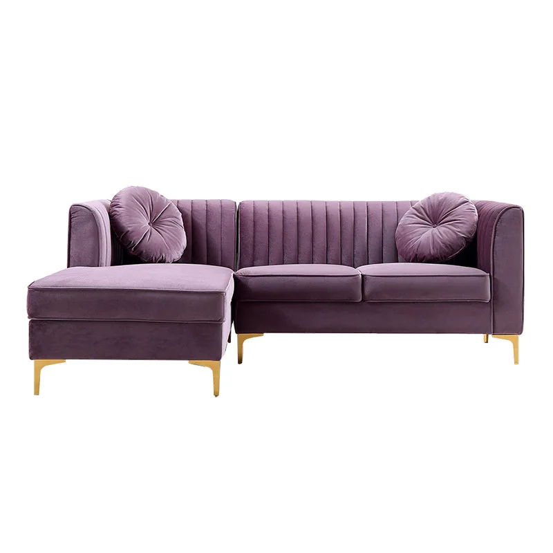 Innovative design velvet chesterfield corner sofa set living room furniture