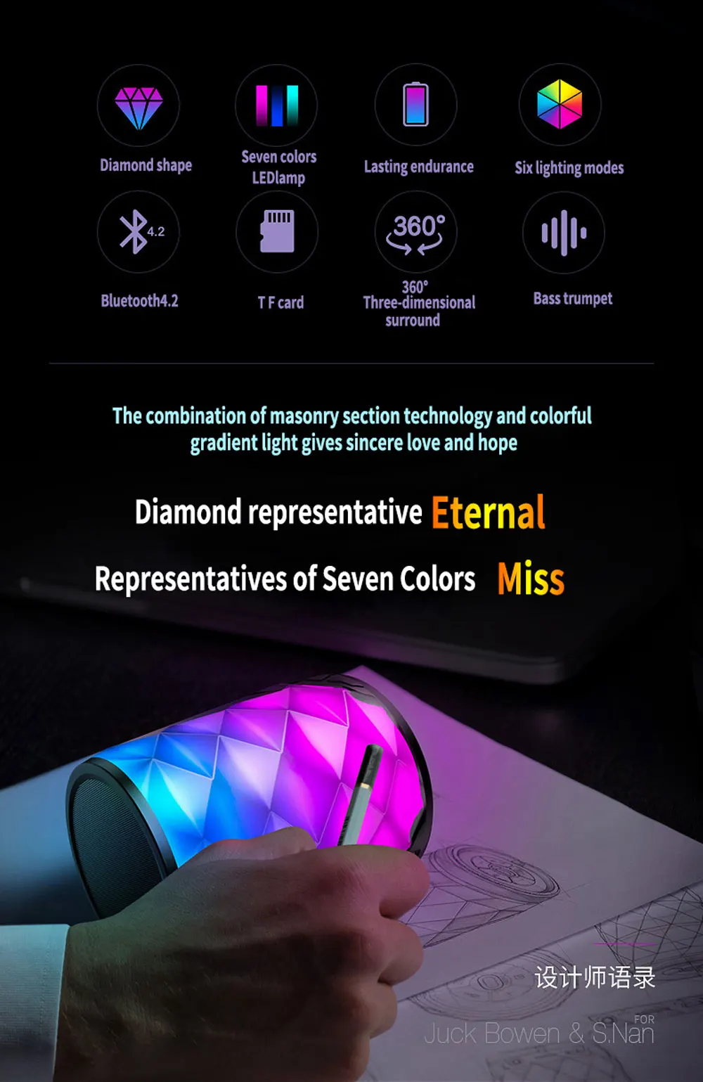 2019 Newest TG 155 Mini Bluetooth Speaker with LED Light Wireless Portable Loud Speaker Support Handsfree Call TF Card USB Disk - ANKUX.COM