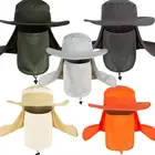 UV Unisex fishing hiking sun rain cap protect face lapel sun hard hat neck shade flap
