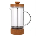 French Press Coffee and Tea Maker Milk Frother with Bamboo Lid Thick Borosilic Glass Easy to Clean
