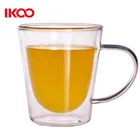 Borosilicate custom logo double wall glass keep cup