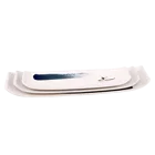 Classic style white colour glazed ship shape sushi plate japanese diet restaurant usage food plate with edge warping