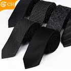Various Designs 100% Polyester 6CM Classical Black Mens Ties Slim For Wholesale
