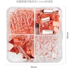 Big Set Rose Gold Paper Clips Binder Clips Push Pins Sets with Squared Acrylic Box