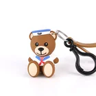 cute custom logo 3D plastic rubber teddy bear fashion pvc keychain