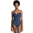 Women One piece Sexy Bikini Solid Color Ruffled Swimwear Steel Plate Gathered Swimsuit