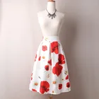 Slanna Hot Popular Wholesale Touch Feeling Polyester Flowers Pleated Knee Length Skirt