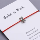 Lovely Butterfly Charm Bracelet Femme Lucky Red String Wish Bracelets for Women Girls Kids Wristband Jewelry Card Gift