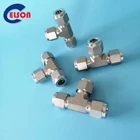 Stainless steel OD 3/8 double ferrule compression fittings reducing ferrule tee union