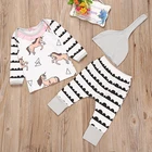 baby clothes autumn baby romper horse printing top and long pants 3pcs set organic cotton babies' clothing