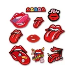 Custom Full And 75% Embroidered Sexy Lips Patch With Backing Glue