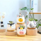 Ceramic Plant Pots Ceramic Plant Pot Wholesale Ceramic Animal Shape Design Green Decorative Artificial Flower Plant Pots
