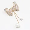 wholesale/custom women CZ pendant tassel butterfly chain brooch pins