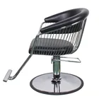 Wholesale Salon Furniture Hair Salon Chairs Styling Chairs For Sales, Hydraulic Black Leather Stainless Steel Barber Chair