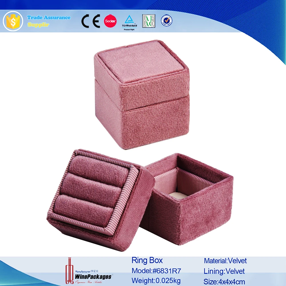 wholesale custom logo white doubl velvet ring box for proposal