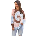 Hoodies Women Wholesale Loose Tie Dye Crew Neck Oversize Cropped Pullover Hoodies Women Sweatshirt