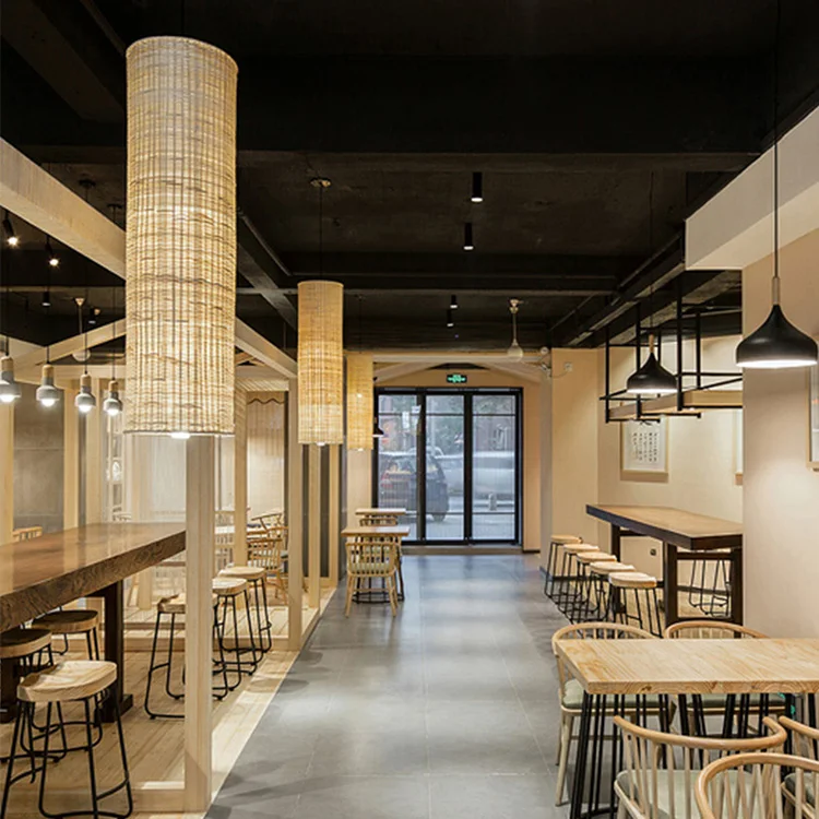 Vintage handmade rattan bamboo weaving natural wooden E27  home deco pendant light